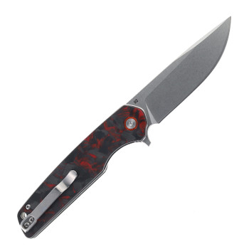 Klaken Warpath Folding Knife Crushed Carbon Fiber Handle D2 Plain Edge Stonewash Finish J354-Warpath