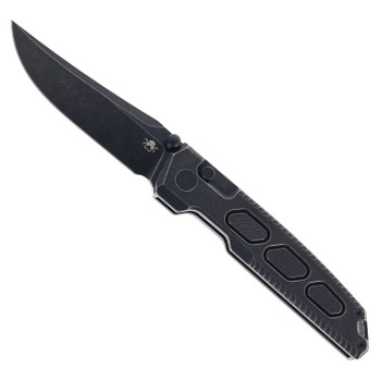 Klaken Folding Knife Black Titanium Handle M390 Plain Edge Stonewash Finish B12-STRIX-Black