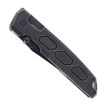 Klaken Folding Knife Black Titanium Handle M390 Plain Edge Stonewash Finish B12-STRIX-Black