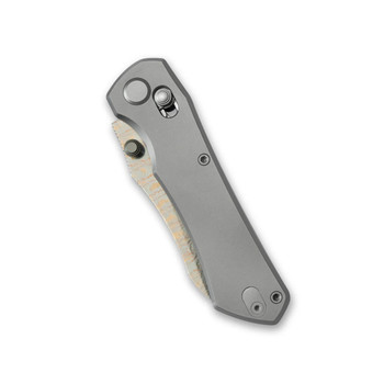 Geo Komodo Folding Knife Gray Titanium Handle Damascus/Copper Drop Point Plain Edge GEO2509A