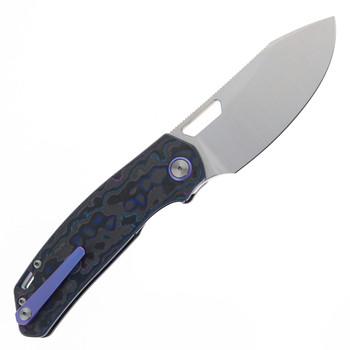 Divo Knives Growler XL Folding Knife Damtanium Camo  Carbon Handle Satin 154CM Blade