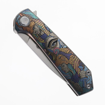 TwoSun Folding Knife Engraved Pharaoh Handle M390 Plain Edge TS223-M390-Pharaoh
