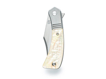 Finch Knives Snub Nose Folding Knife Mother of Pearl Handle 154CM Plain Edge Stonewash/Brushed Finish SN700