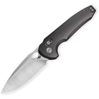Bestech Noctar Folding Knife Black G10 Handle 14C28N Drop Point Plain Edge Satin Finish BG66A
