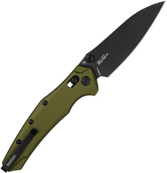 Kershaw Bareknuckle DuraLock Folding Knife Green Aluminum Handle CPM MagnaCut Black Sheepsfoot Blade 6777