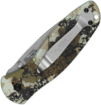 Kershaw Blur Linerlock Folding Knife A/O Aluminum Kings Camo Handle Stonewash Finish 14C28N Drop Point Blade 1670KC