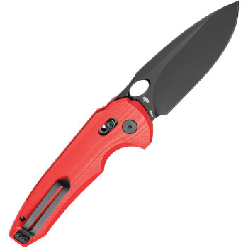 Bestech Noctar Folding Knife Red G10 Handle 14C28N Drop Point Plain Edge Black PVD Finish BG66G