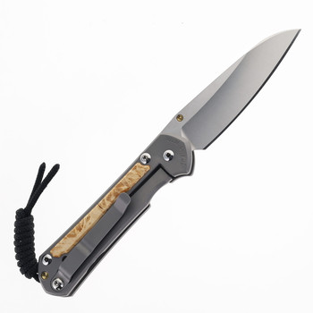 Chris Reeve Small Sebenza Box Elder Inlay Pocket Knife Glass Blasted Titanium Handle Insingo Stonwashed Magnacut Blade S31-1126