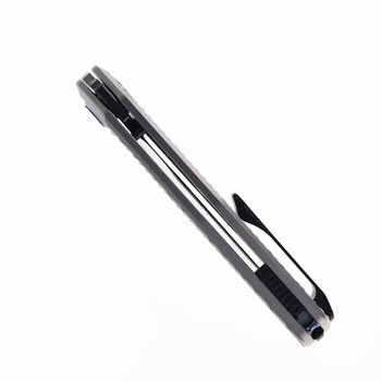 Kunwu TAO II Reverse Tux Folding Knife Grey Titanium Handle Vanax Plain Edge Black DLC Finish K703T-3