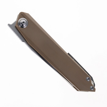 TwoSun Folding Knife Brown G10 Handle N690 Plain Edge Stonewash Finish TS218-Brown