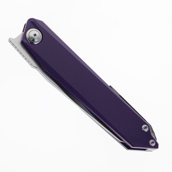 TwoSun Folding Knife Purple G10 Handle N690 Plain Edge Stonewash Finish TS218-Purple
