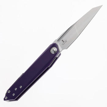 TwoSun Folding Knife Purple G10 Handle N690 Plain Edge Stonewash Finish TS218-Purple