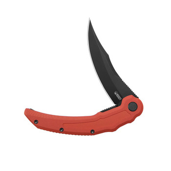 Kubey Crest Folding Knife Red G10 Handle 14C28N Karambit Plain Edge Blackwash Finish KU346E