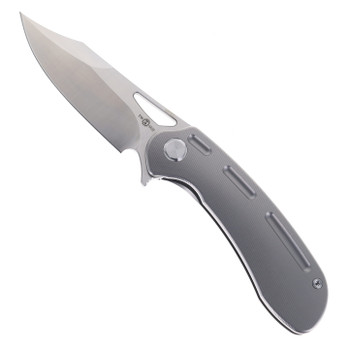 TwoSun Folding Knife Grey Titanium Handle M390 Plain Edge ts261