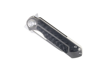 TwoSun Folding Knife Black Titanium/Carbon Fiber Handle D2 Plain Edge TS226