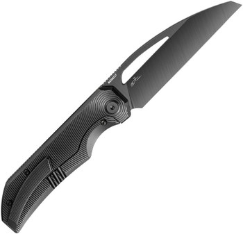 Bestech Taipan Folding Knife Black DLC Titanium Handle Magnacut Sheepsfoot Plain Black DLC Blade BT2503E