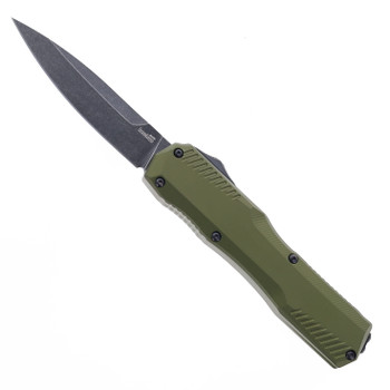 Kershaw Livewire OTF Auto Knife Olive Green Aluminum Handle Magnacut Spear Point Plain Black Blade 9000OLBW