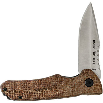 Buck Sprint Pro Folding Knife Brown Burlap Micarta Handle S35VN Drop Point Plain Edge Satin Finish 0841BRS1