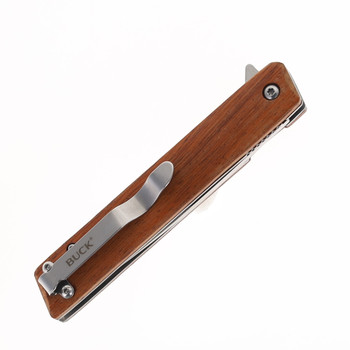 Buck Decatur Folding Knife Wood Handle 7Cr Drop Point Plain Edge 0256BRS