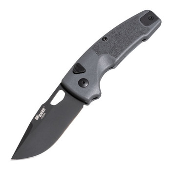 Hogue Knives Sig Automatic Knife Grey GFN Handle Magnacut Clip Point Plain Black Cerakote Blade 16332