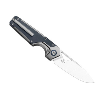 Kizer Serpentine Folding Knife Titanium/Blue Richlite Handle M390 Drop Point Plain Edge Satin Finish Ki3759FDA3