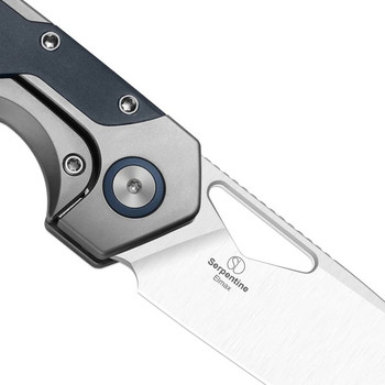 Kizer Serpentine Folding Knife Titanium/Blue Richlite Handle M390 Drop Point Plain Edge Satin Finish Ki3759FDA3