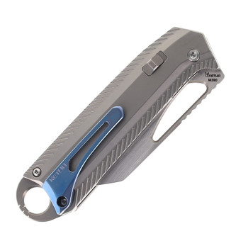 Ketuo Ventr 4 Folding Knife Beadblast Titanium Handle Satin M390 Blade Blue Clip Ventr V4 BL/S
