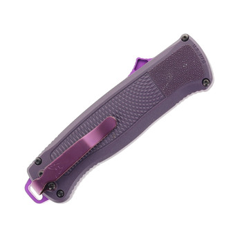 (Used) Benchmade Shootout OTF Auto Knife Purple Handle CPM-CruWear Tanto Gray PVD Blade 5370GY-06