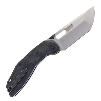 Ketuo Yakuza CF Folding Knife Black Marbled Carbon Fiber Handle Satin 154CM Blade