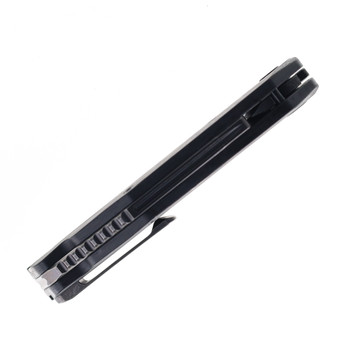 Ketuo Yakuza CF Folding Knife Black Marbled Carbon Fiber Handle Black Stonewashed 154CM Blade