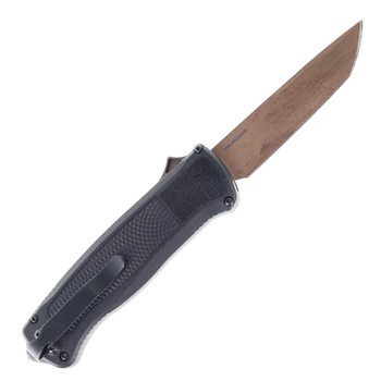 (Used) Benchmade Shootout OTF Auto Knife Black Polymer Handle CPM-CruWear Tanto Flat Earth PVD Blade 5370FE