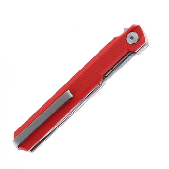 Bestech DUOZ Folding Knife Red G10 Handle 14C28N Plain Edge Satin Finish BG65C