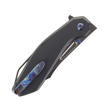 Ketuo Syndicate Folding Knife Black PEI Handle M390 Blade Mirror Polished Blade