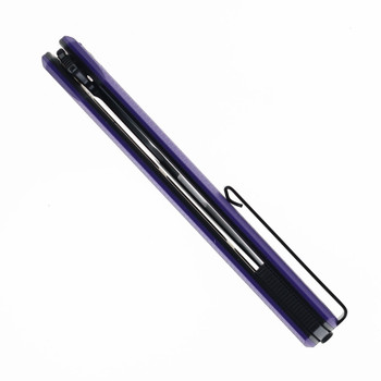 Bestech DUOZ Folding Knife Purple G10 Handle 14C28N Plain Edge Black PVD Finish BG65E