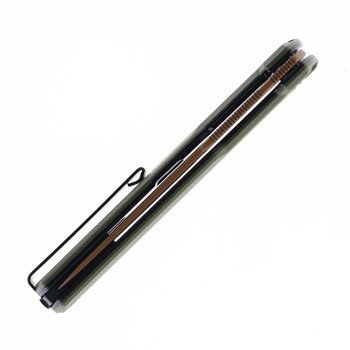 Bestech DUOZ Folding Knife OD Green G10 Handle 14C28N Plain Edge Gold Finish BG65F