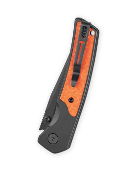 Bestechman ICEBREAKER Folding Knife Black/Orange Aluminum/G10 Handle D2 Plain Edge Black PVD Finish BMK16D