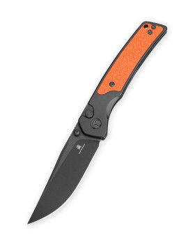 Bestechman ICEBREAKER Folding Knife Black/Orange Aluminum/G10 Handle D2 Plain Edge Black PVD Finish BMK16D