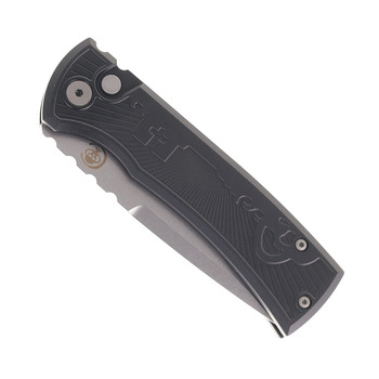 Chaves Knives Pro-Tech Redencion 229 Automatic Knife Milled Black Aluminum Handle Stonewashed Drop Point S35-VN Blade