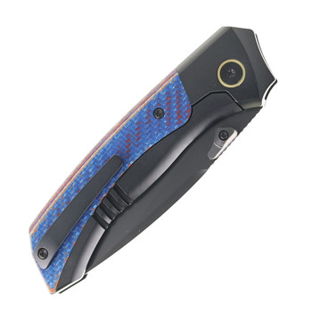 Remette RT-Steed Folding Knife Blue Twill Carbon Fiber & Black Titanium Handle DLC M390 Blade RTWS-BC