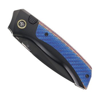 Remette RT-Steed Folding Knife Blue Twill Carbon Fiber & Black Titanium Handle DLC M390 Blade RTWS-BC