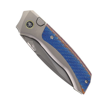 Remette RT-Steed Folding Knife Blue Twill Carbon Fiber & Titanium Handle M390 Blade RTWS-TC