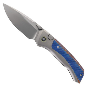 Remette RT-Steed Folding Knife Blue Twill Carbon Fiber & Titanium Handle M390 Blade RTWS-TC