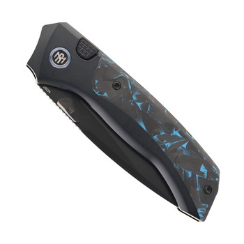 Remette RT-Steed Folding Knife Blue Carbon Fiber & Black Titanium Handle DLC M390 Blade RTWS-BL