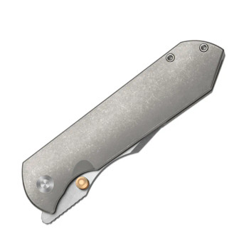 Kizer Harpoon Fold Folding Knife Gray Titanium Handle Elmax Drop Point Plain Edge Stonewash/Flat Brushed Finish Ki4784A1