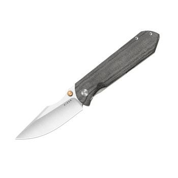 (Ships March 4th) Kizer Harpoon Fold Folding Knife Gray/Black Titanium/Micarta  Handle Elmax Drop Point Plain Edge Satin Finish Ki4784A2