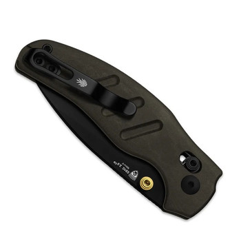 Kizer C01C 2.9 CD Folding Knife Brown Richlite Handle Nitro-V Drop Point Plain Edge Black PVD Finish V3488.29CDA2