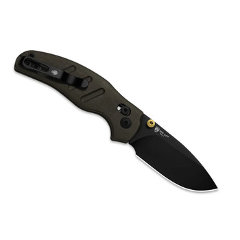 Kizer C01C 2.9 CD Folding Knife Brown Richlite Handle Nitro-V Drop Point Plain Edge Black PVD Finish V3488.29CDA2