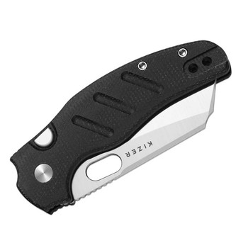 Kizer C01C 2.9 BS Folding Knife Black Micarta Handle Nitro-V Sheepsfoot Plain Edge Satin Finish V3488.29BSA2