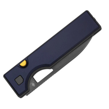 Kizer Little Ringbo Folding Knife Blue Aluminum Handle AEB-L Drop Point Plain Edge Gray Stonewash Finish V3708A3