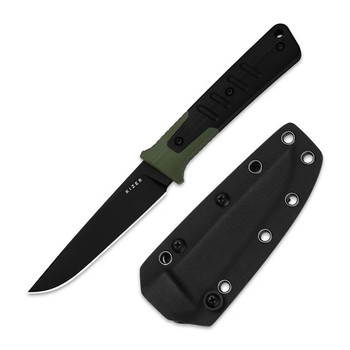 (Ships March 4th) Kizer Area Eight Fixed Blade Knife Green/Black G10 Handle AEB-L Modified Drop Point Plain Edge Black PVD Finish 1113A2